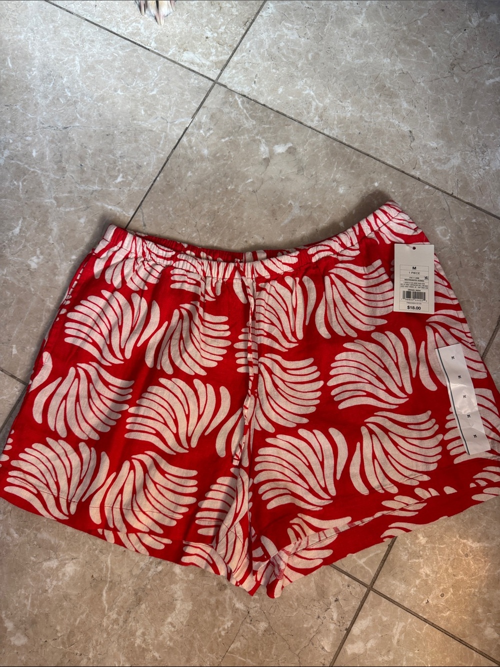 a new day Red and White Abstract Print Athletic Shorts